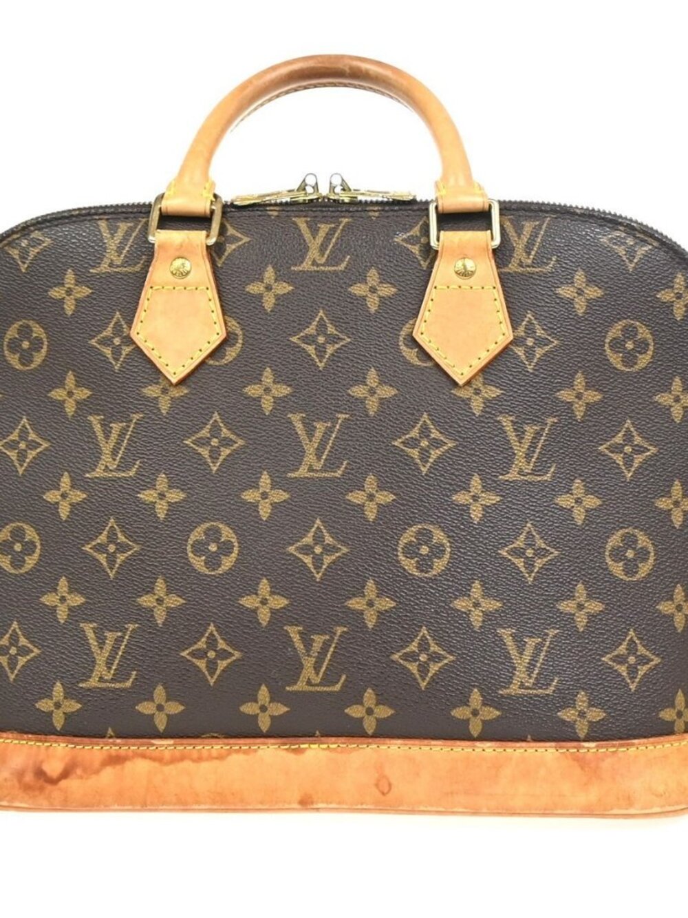 LOUIS VUITTON LV Logo Alma Hand Bag Monogram Leather Brown France M51130 73TA598 - Picture 3 of 15